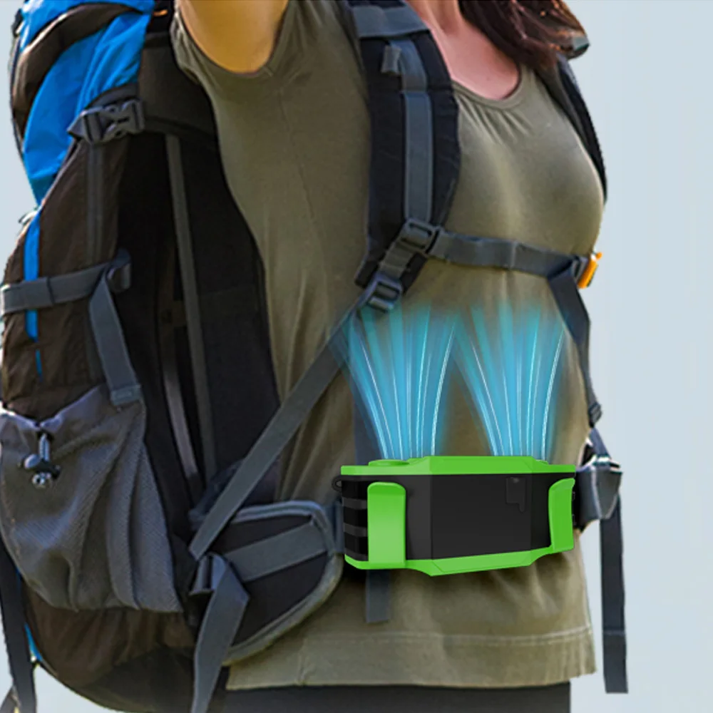 30000mAh Portable Waist Fan Strong Daul Airflow 7Speeds 11000RPM Rechargeable Clip on Fan for Outdoor Camping Fishing Max 32H