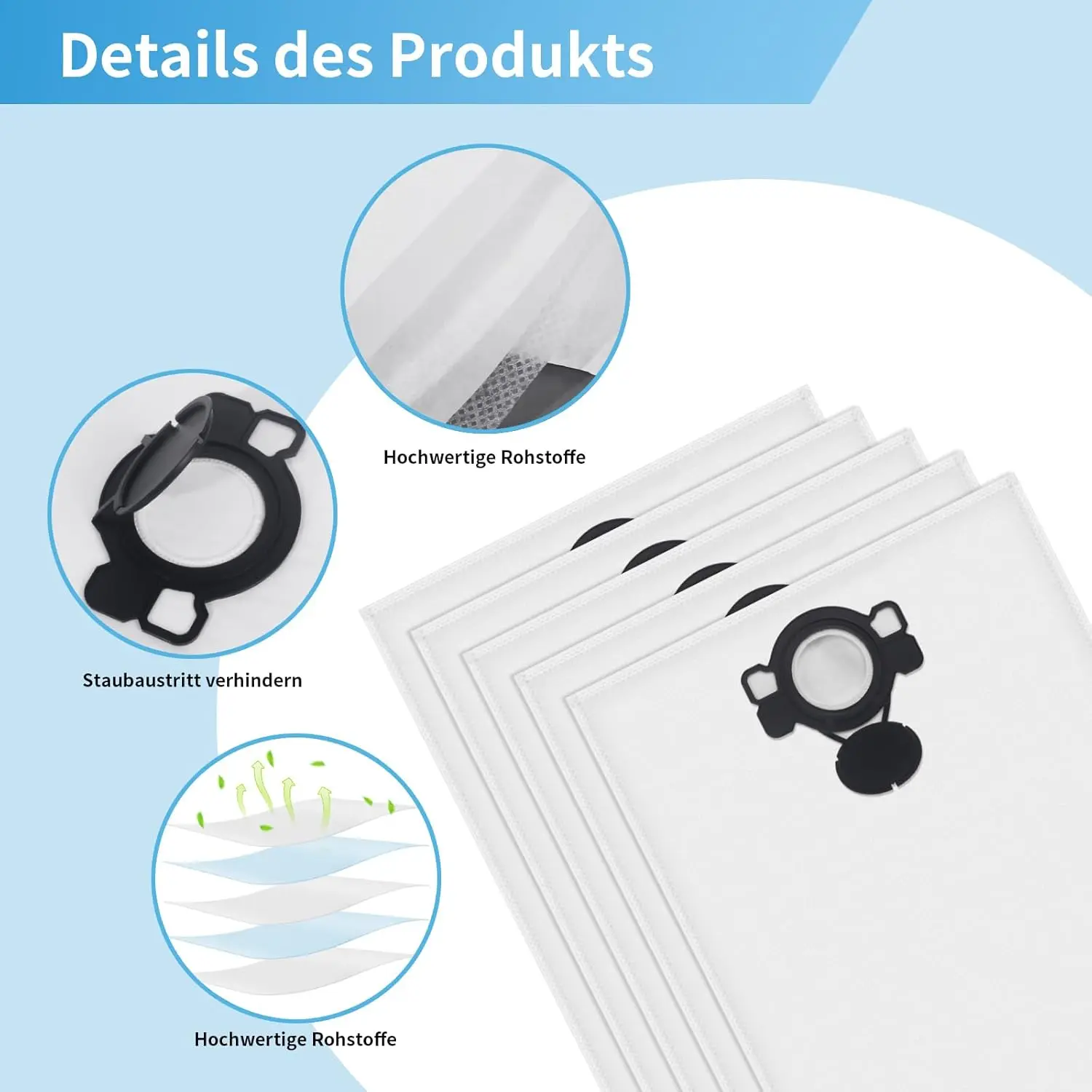 Vacuum Cleaner Bags for Nilfisk Alto Aero 20/21/25/26/31, Makita VC2000L VC2010L VC2012L VC2511L VC2512L VC3011L VC3012L VC3511L