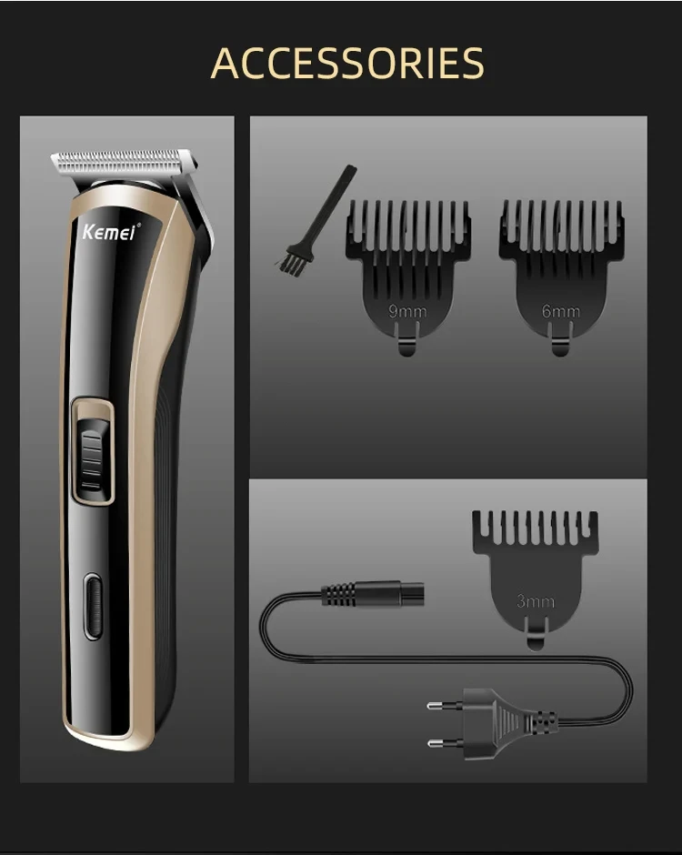 Kemei KM-418 Waterproof Hair Clipper Rechargeable Electric Barber Trimmer Professional Cordless Hair Cutting Machine For Men