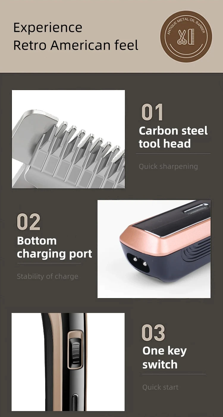 Kemei KM-418 Waterproof Hair Clipper Rechargeable Electric Barber Trimmer Professional Cordless Hair Cutting Machine For Men