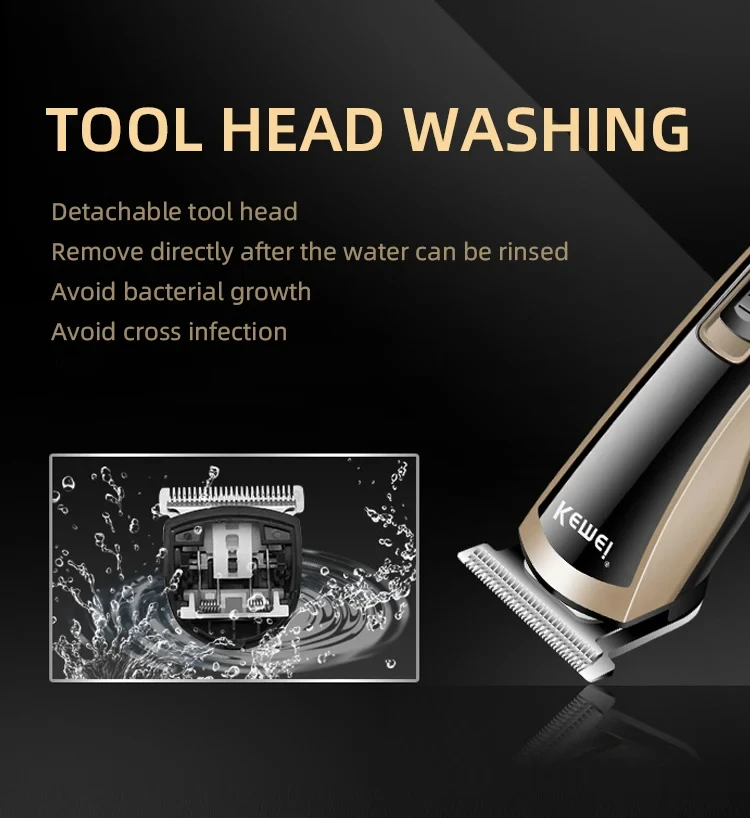 Kemei KM-418 Waterproof Hair Clipper Rechargeable Electric Barber Trimmer Professional Cordless Hair Cutting Machine For Men