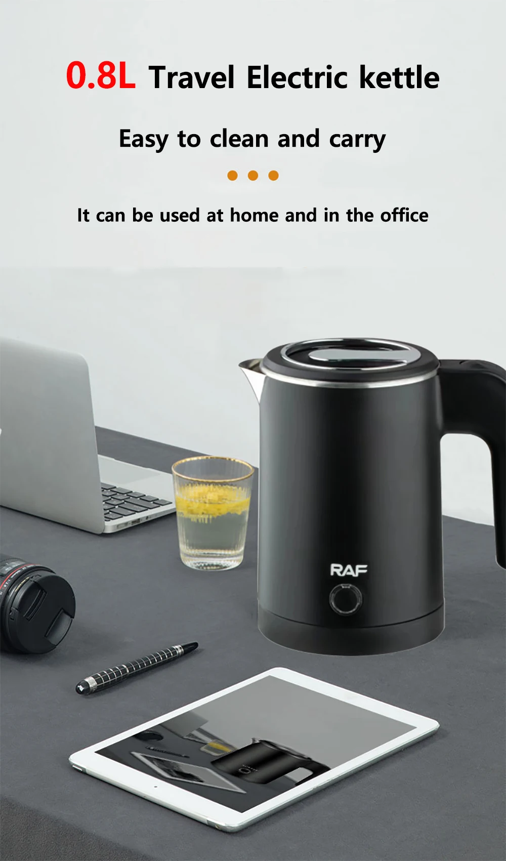 Travel Electric Kettle Tea Coffee 0.8L Stainless Steel Portable Water Boiler Pot For Hotel Family Trip Kitchen Smart Kettle Pot