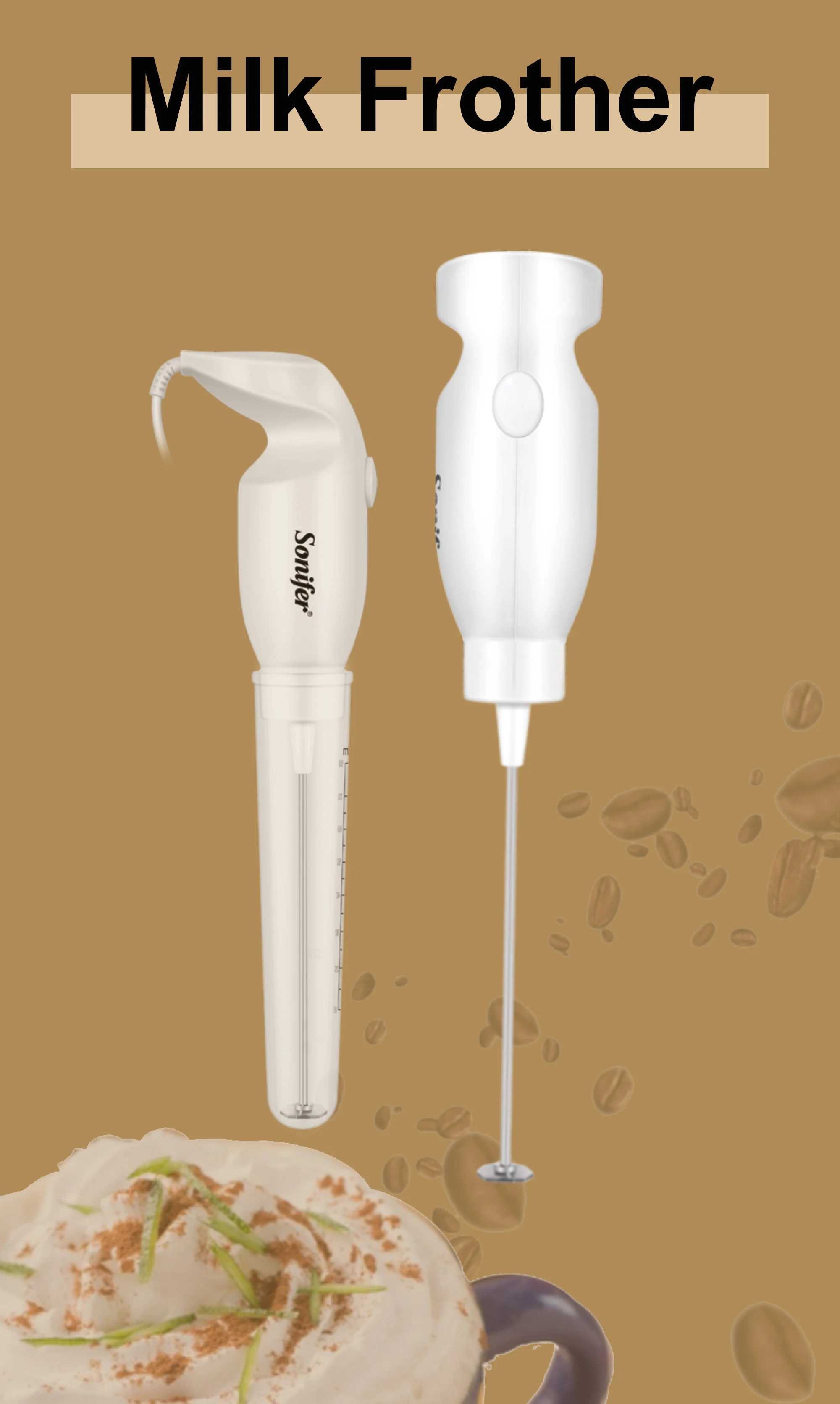 Milk Frother Electric Latte Cappuccino Steamer Automatic Heater Coffee Foamer Hot Kitchen Coffee Beater Cappuccino Mixer Sonifer