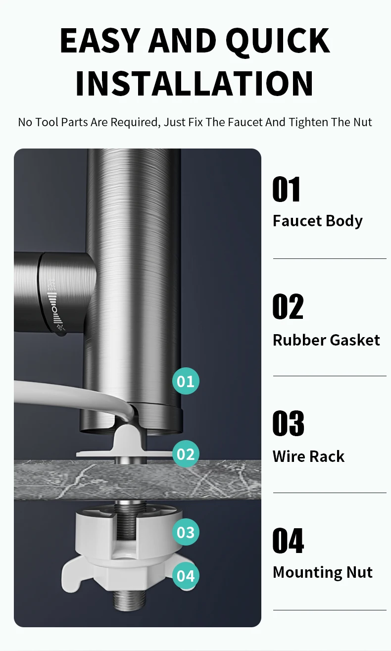 Fudeer 3400W 220V Electric Kitchen Water Heater Tap Instant Hot Stainless Steel Water Faucet Heater Cold Heating Faucet