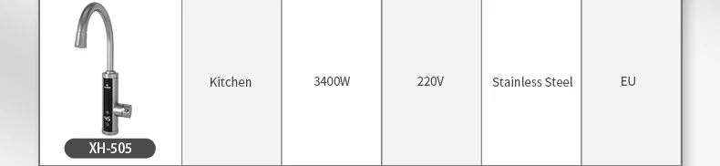 Fudeer 3400W 220V Electric Kitchen Water Heater Tap Instant Hot Stainless Steel Water Faucet Heater Cold Heating Faucet