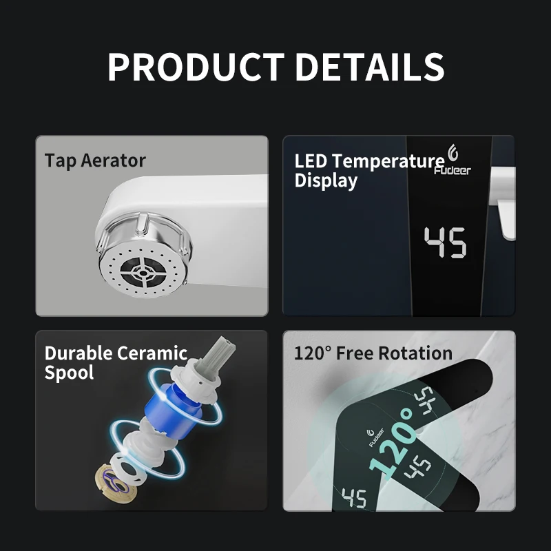Fudeer 3400W 220V Electric Kitchen Water Heater Tap Instant Hot Stainless Steel Water Faucet Heater Cold Heating Faucet