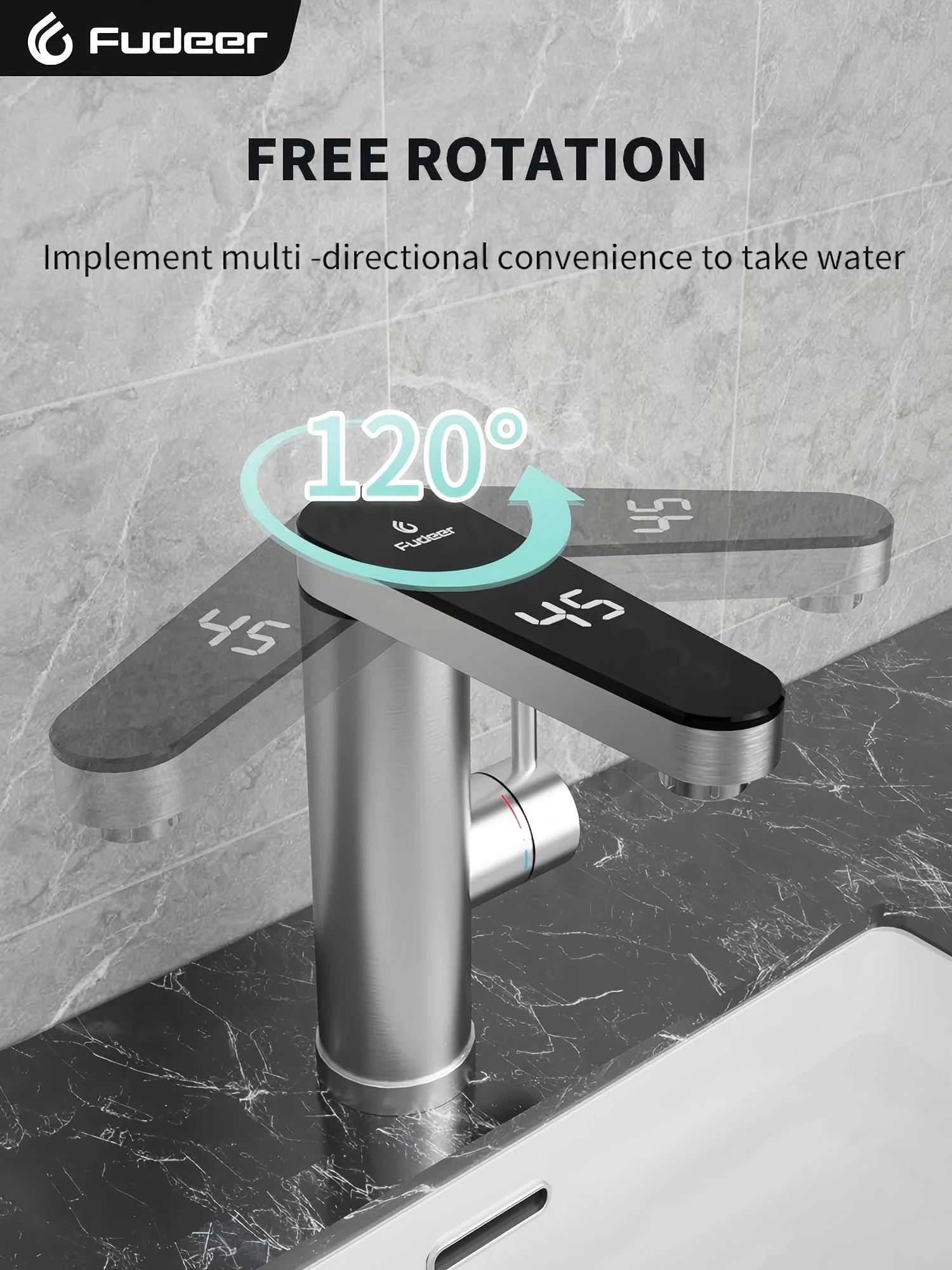 Fudeer 3400W 220V Electric Kitchen Water Heater Tap Instant Hot Stainless Steel Water Faucet Heater Cold Heating Faucet