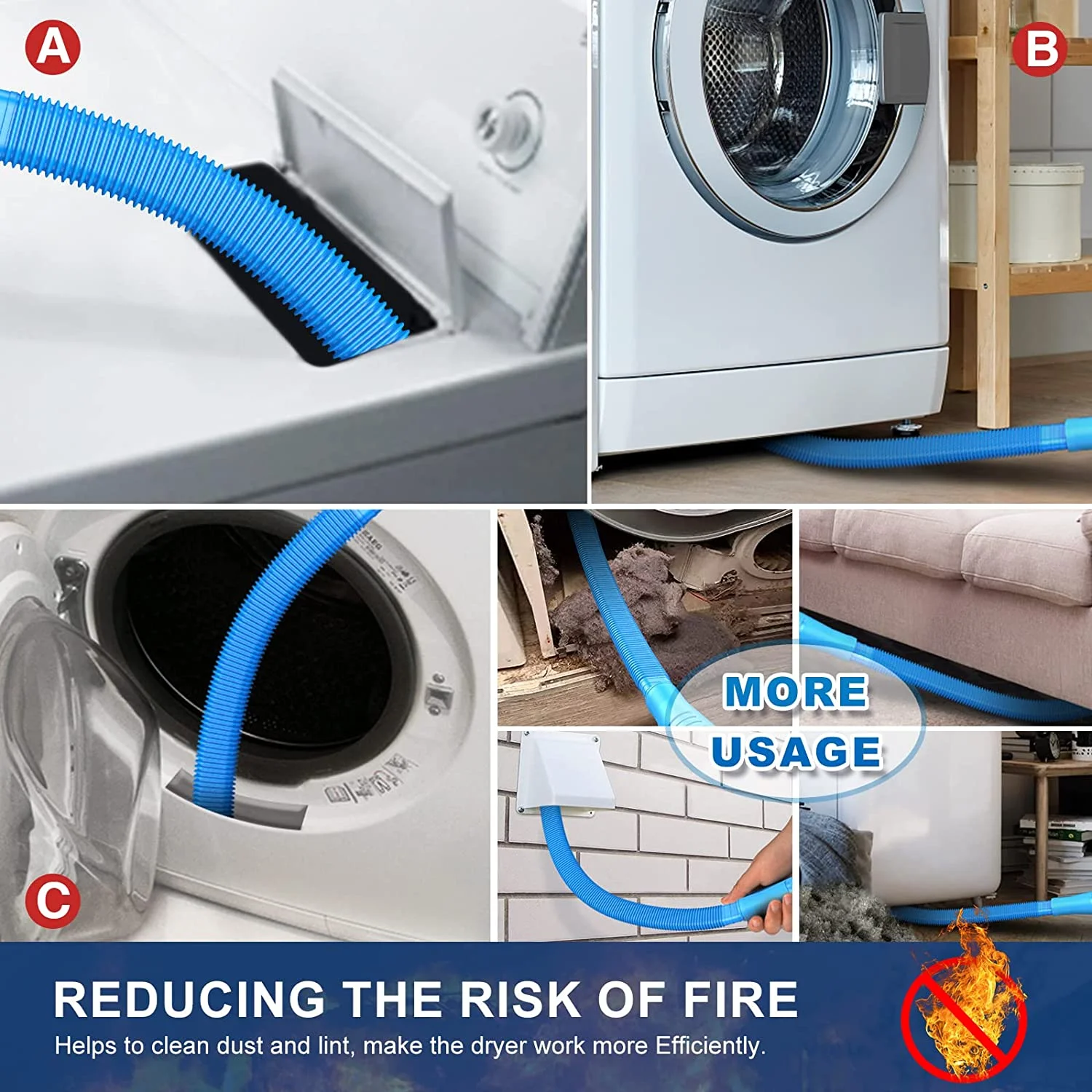 1pc Dryer Vent Cleaner Accessory, Vacuum Hose Attachment, Dryer Vent Hose Brush Lint Trap For Deep Cleaning, Fire Prevention