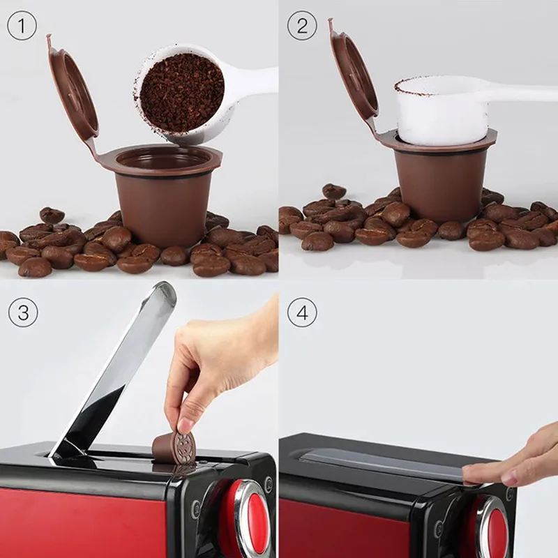 Reusable Coffee Capsule for Nespresso Machine with Stainless Filter Mesh Icafelas Refill Espresso Pod Kitchen Tamper Accessories