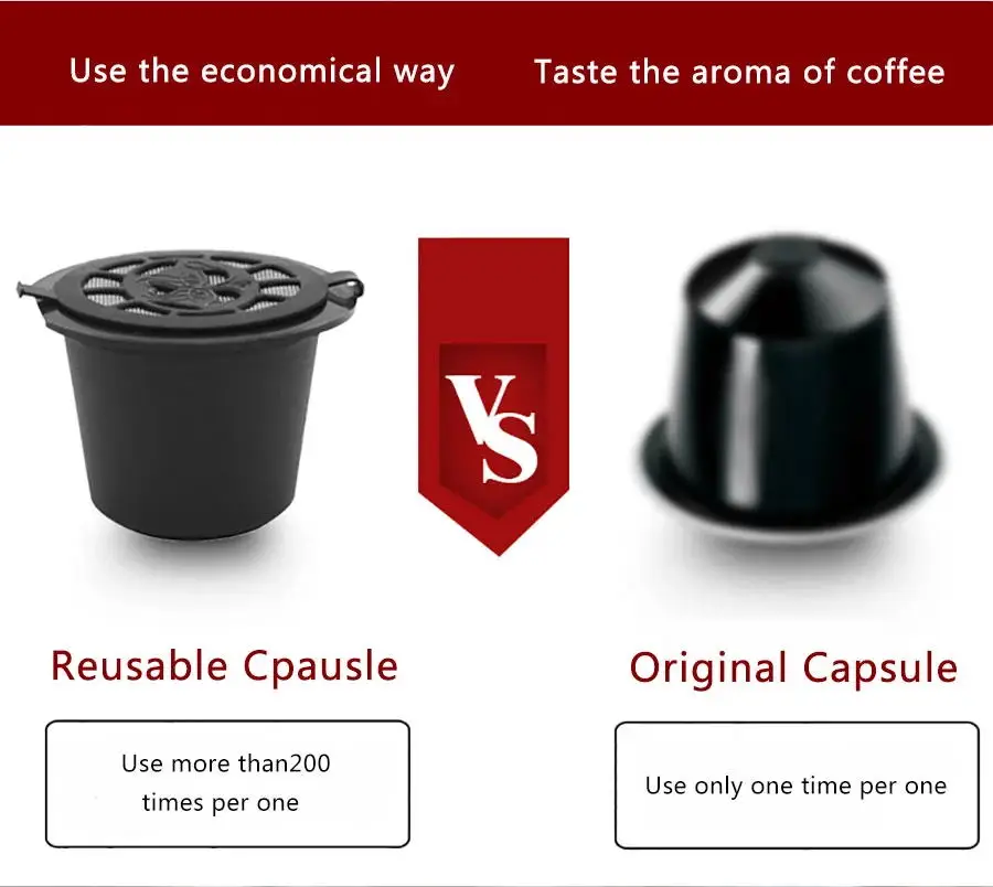Reusable Coffee Capsule for Nespresso Machine with Stainless Filter Mesh Icafelas Refill Espresso Pod Kitchen Tamper Accessories