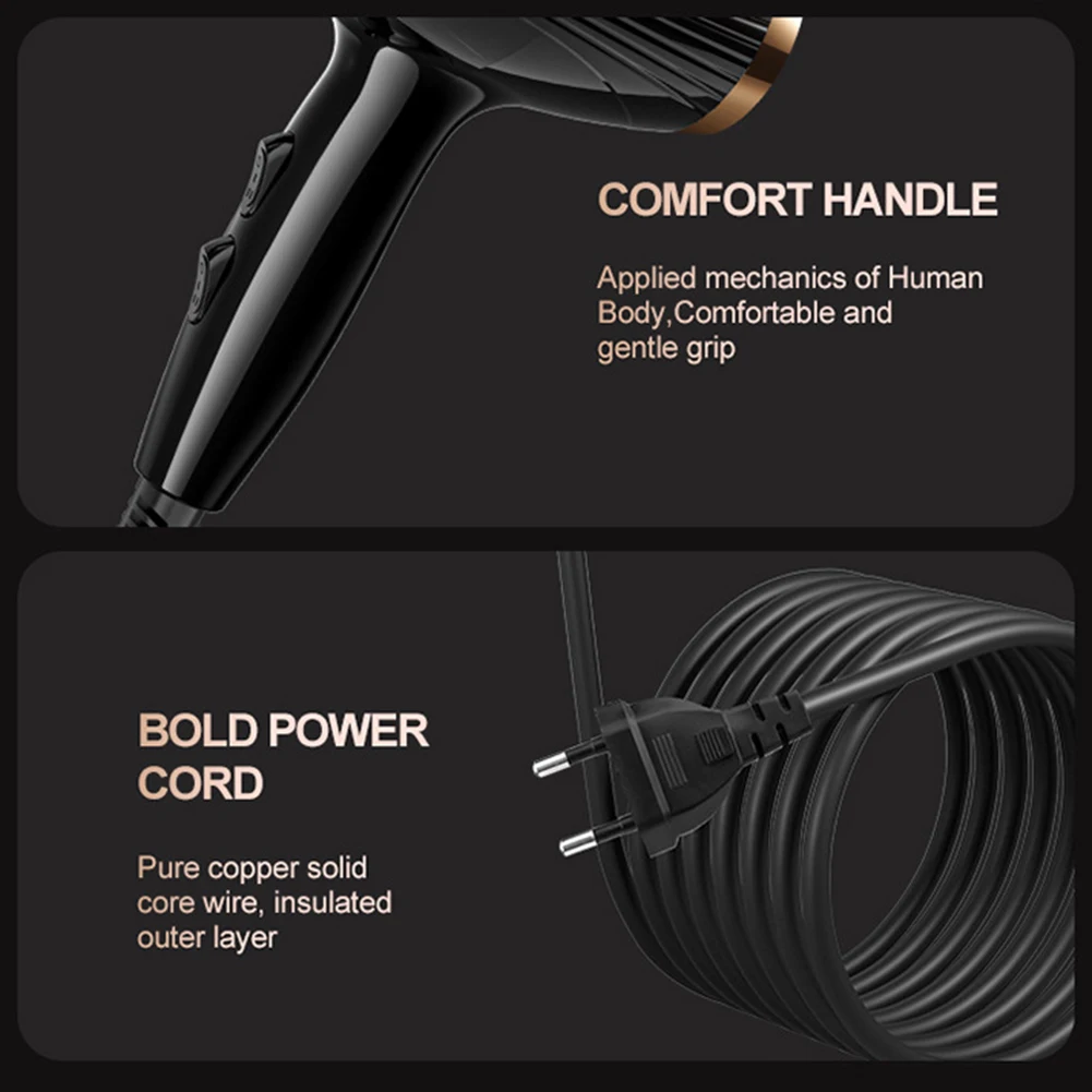 6 In 1 High-Powered Low Noise Hair Dryer Powerful Fast Dry Hot Cold Wind Hair Dryer For Home Travel Hair Styling