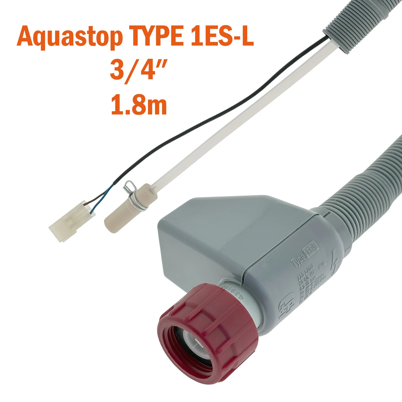 1ES-L Dishwasher Aquastop Inlet Hose 1.8m for Beko, Electrolux, Midea, Hansa, Gorenje