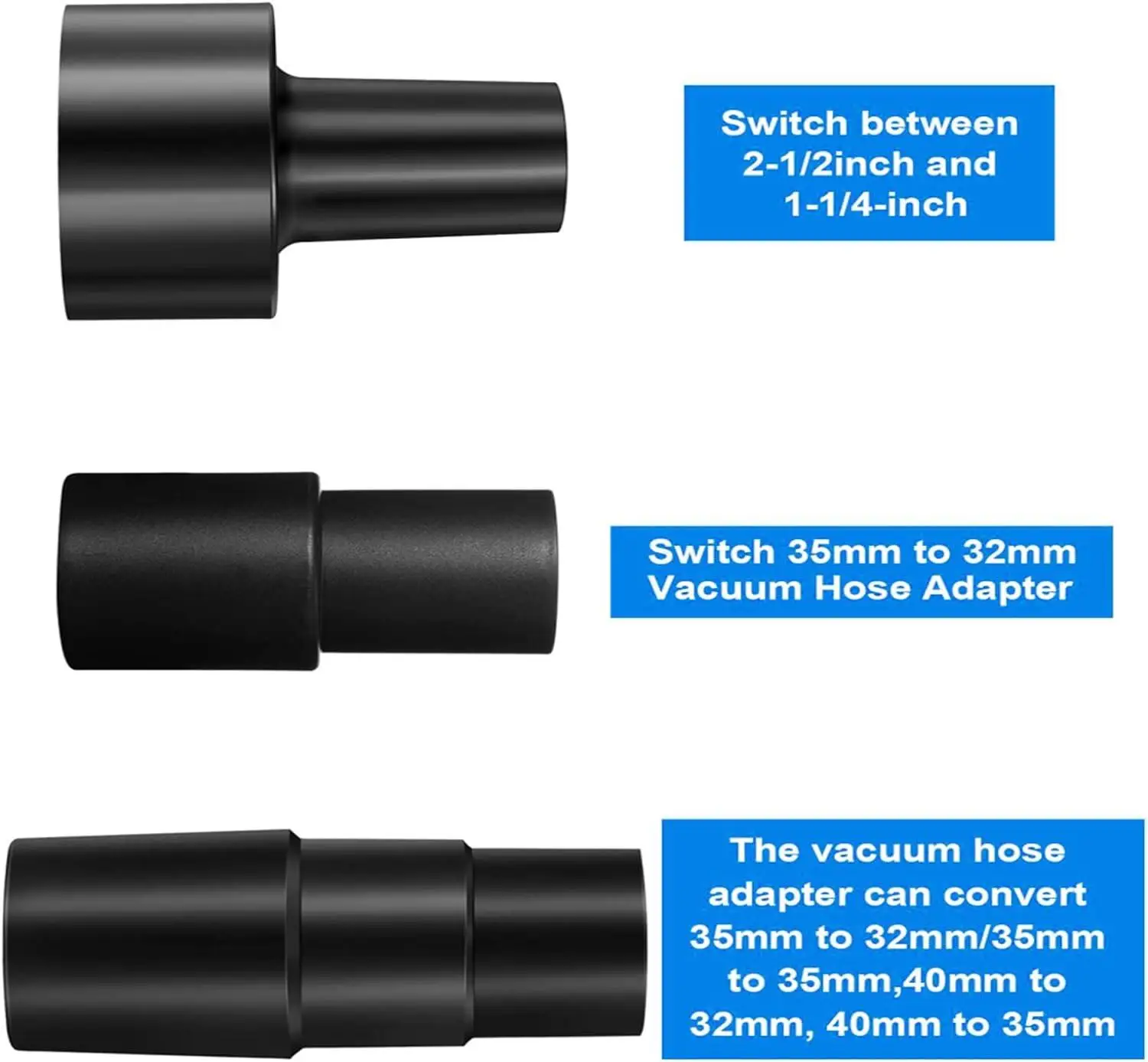 3pcs Vacuum Hose Adapters Kit Reducer Converter From 2.5/1.25inch  Household Vacuum Cleaner Adapter Tools