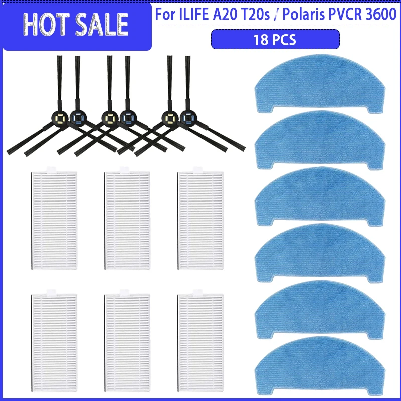 Side Brush HEPA Filter For ILIFE A20 T20s / Polaris PVCR 3600 / G2 0926W / G2 0726W / G2 1226 Robot Vacuum Cleaner Spare Parts