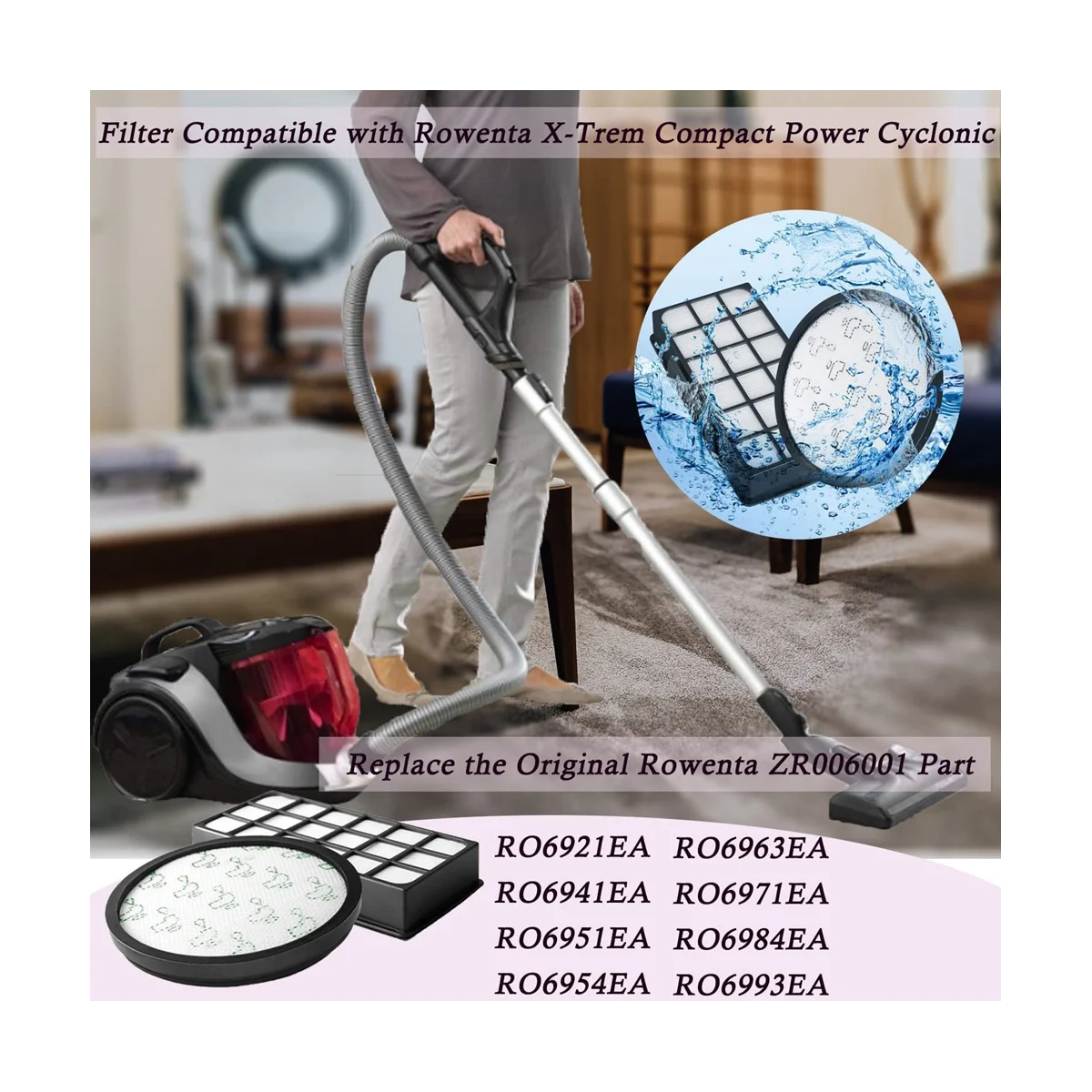 For Rowenta ZR006001 RO6921EA RO6941EA RO6951EA RO6954EA RO6963EA RO6984EA Vacuum Cleaner Filter