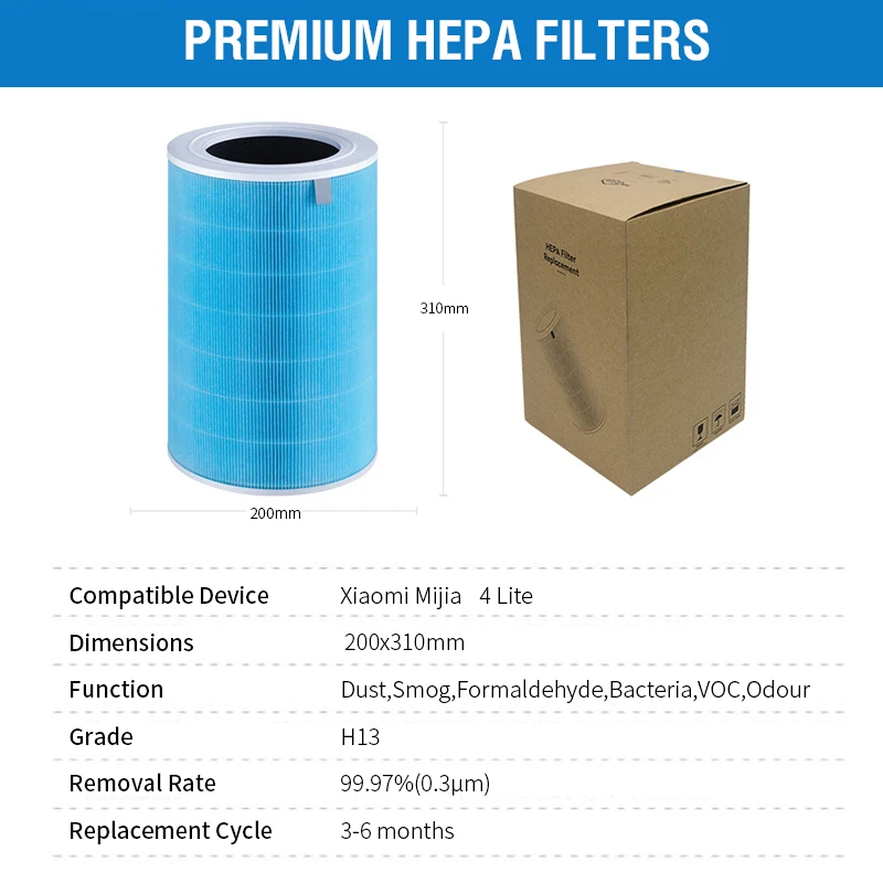 For Xiaomi 4 Lite Filter M17-FLP-GL (BHR5272GL) Replacement Filter for Xiaomi Air Purifier 4 Lite M17-FLP-GL (BHR5272GL)