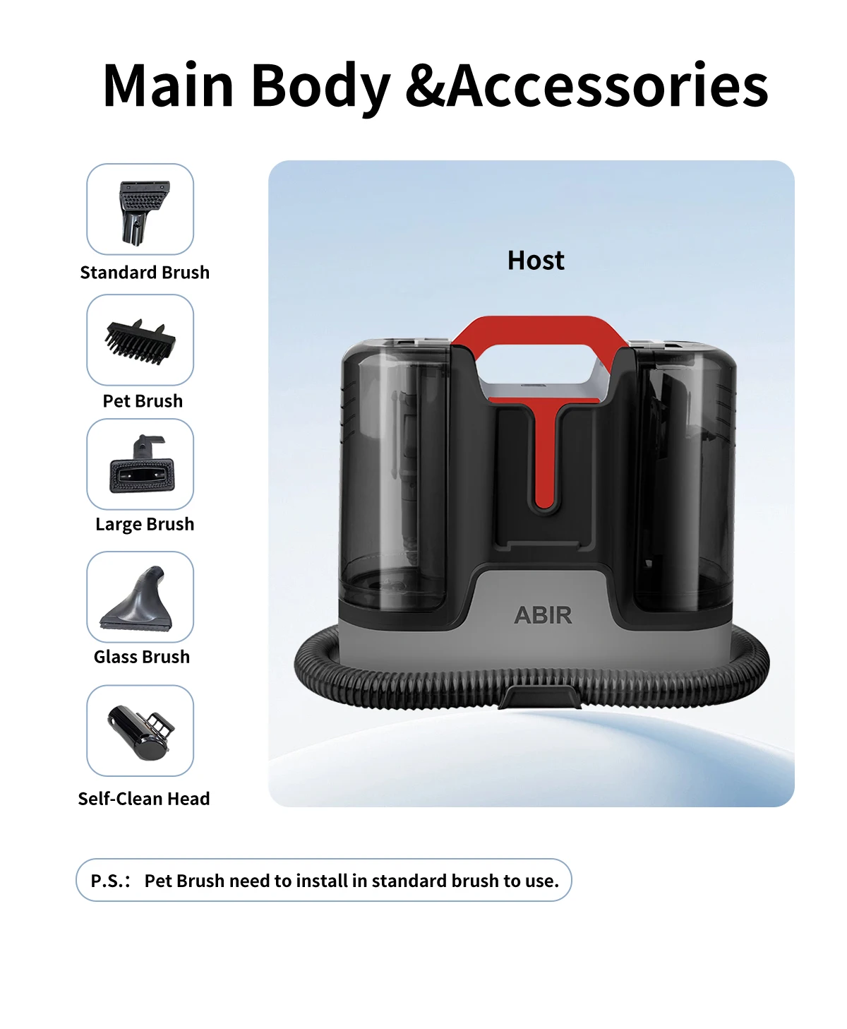 ABIR G80 Handheld Carpet Vacuum Cleaner 15Kpa Spot Cleaner Machine for Home Sofa Car Interior,Pet Bed Fabric Wet Dry Washing