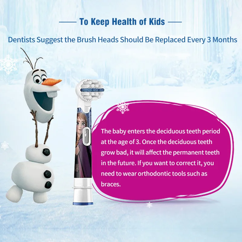 Oral B EB10 Kids Electric Toothbrush Replacement Heads Tiny Round Head Soft Bristle Teeth Cleaning Brush Refill