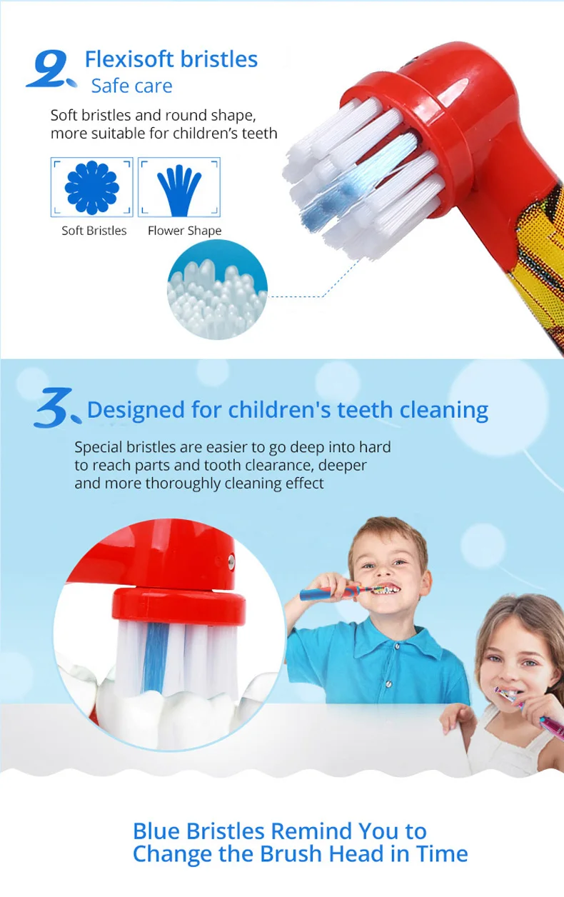 Oral B EB10 Kids Electric Toothbrush Replacement Heads Tiny Round Head Soft Bristle Teeth Cleaning Brush Refill