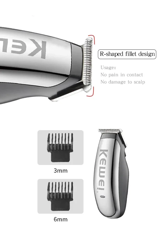 Kemei Mini Electric Hair Clipper Men's Hair/Beard Trimmers Portable Travel Haircut Machine Rechargeable Carving Clipper KM-666C