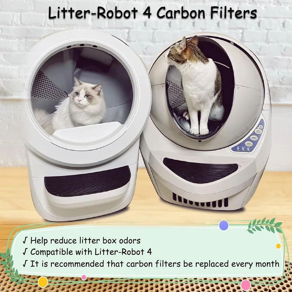 8Pcs Carbon Filters Compatible with Litter-Robot 4,Replacement Activated Charcoal Filters for Litter Box Carbon Premium Filter
