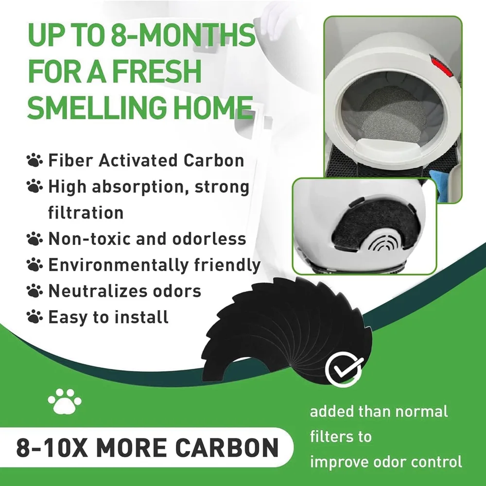 8Pcs Carbon Filters Compatible with Litter-Robot 4,Replacement Activated Charcoal Filters for Litter Box Carbon Premium Filter