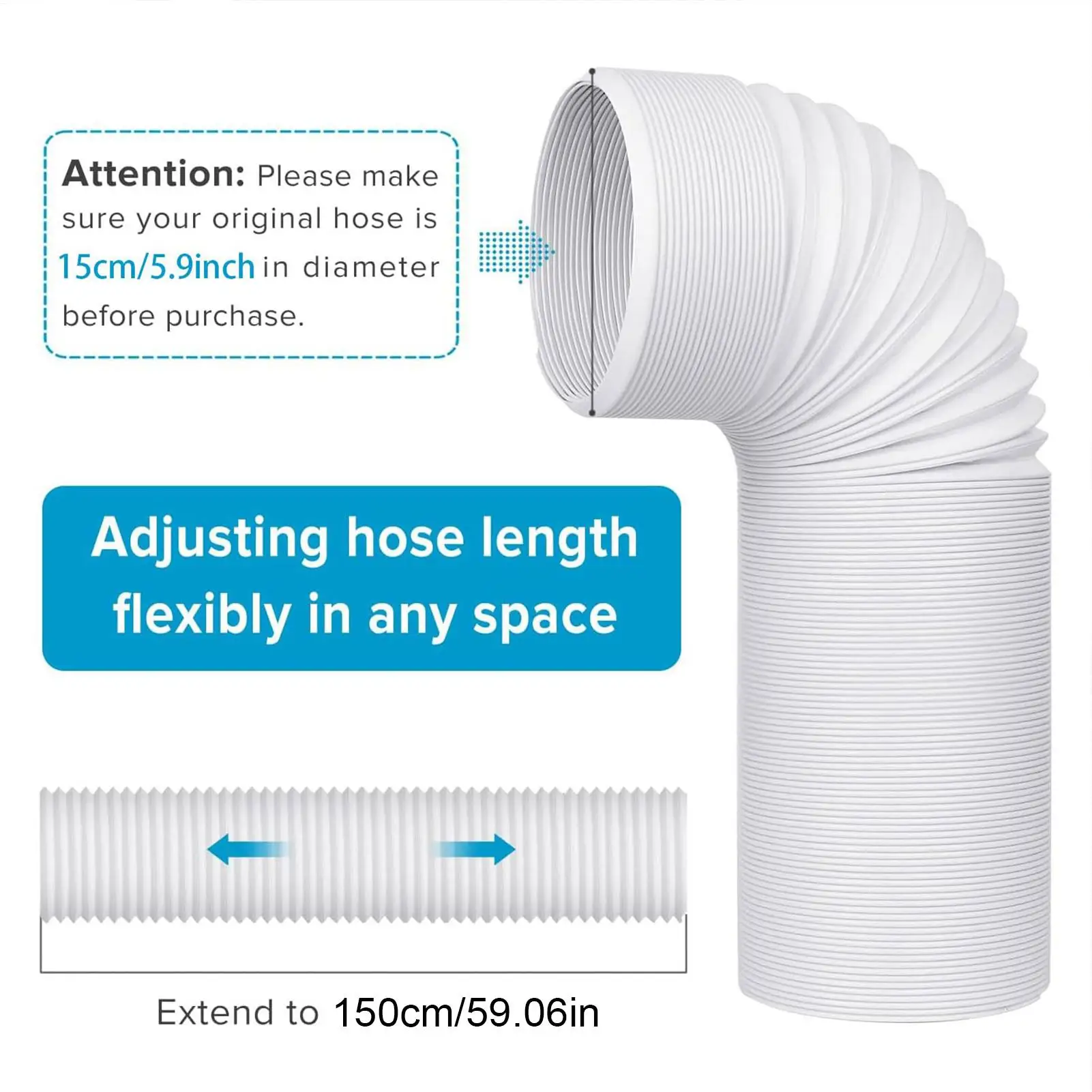 Portable Ac Hose Connector Portable Air Conditioner Parts Fit 5.1in 5.9in Diameter Pipe Joint for Living Room Indoor Workplace