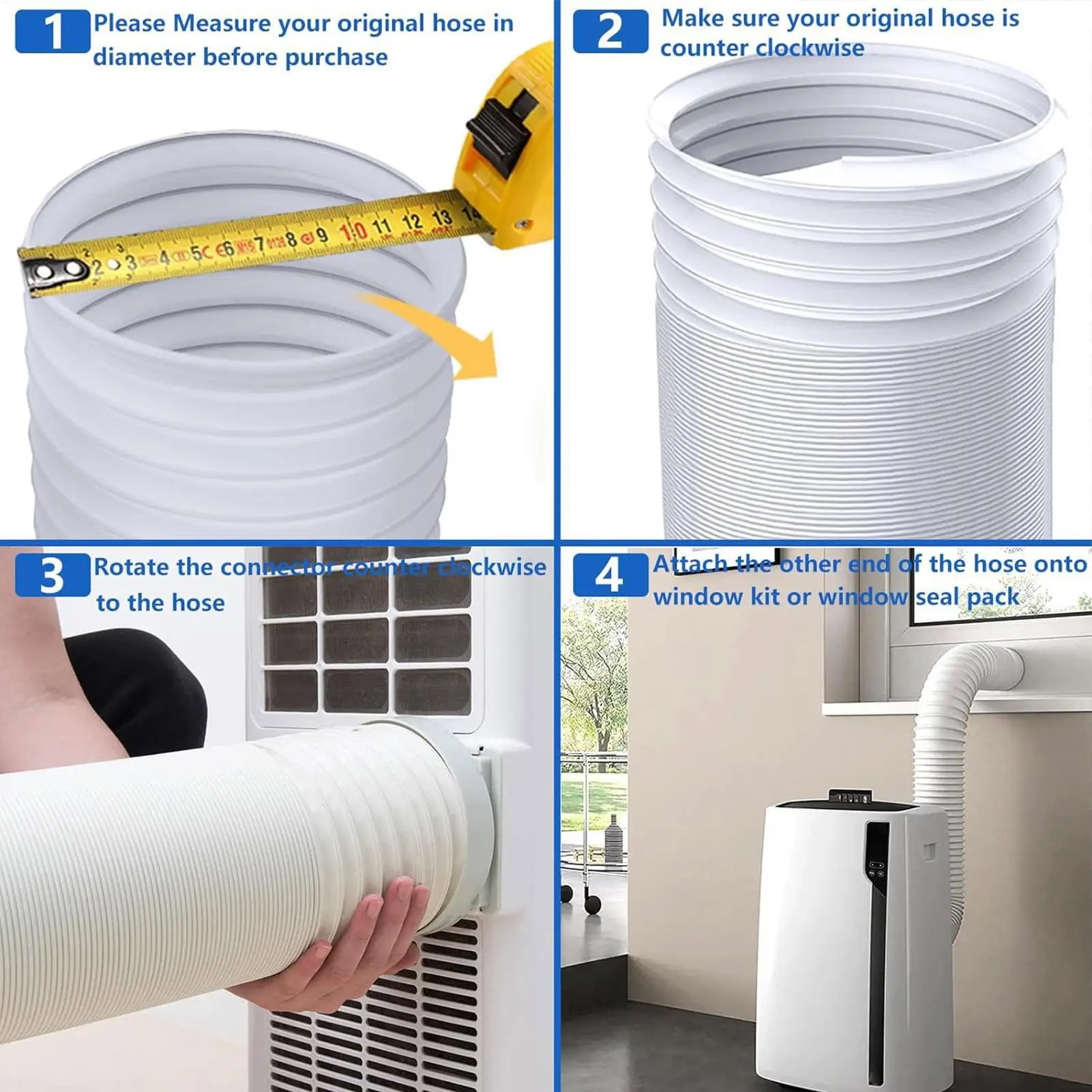 Portable Ac Hose Connector Portable Air Conditioner Parts Fit 5.1in 5.9in Diameter Pipe Joint for Living Room Indoor Workplace