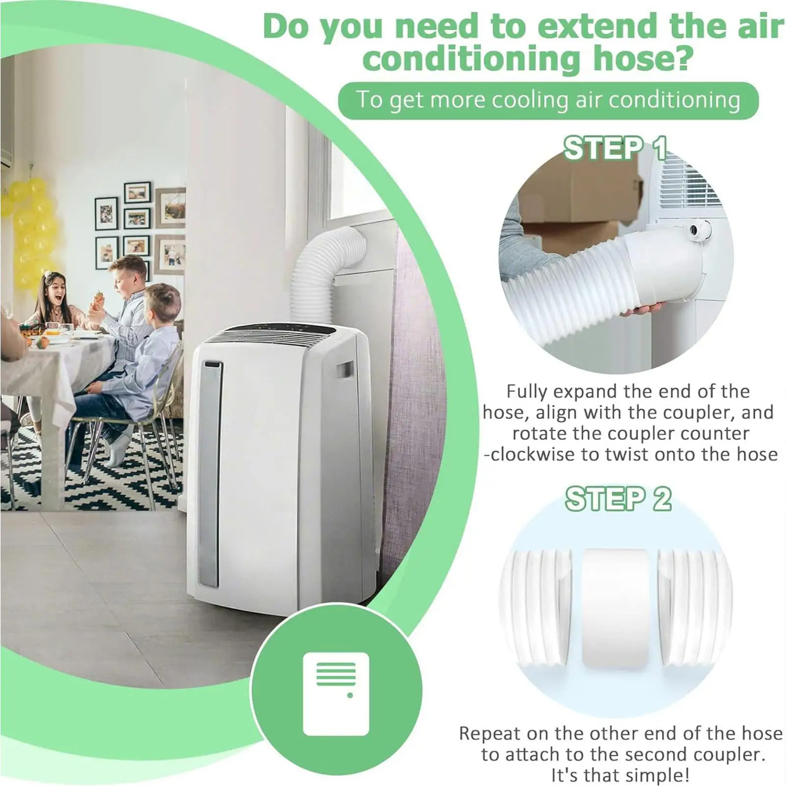 Portable Ac Hose Connector Portable Air Conditioner Parts Fit 5.1in 5.9in Diameter Pipe Joint for Living Room Indoor Workplace