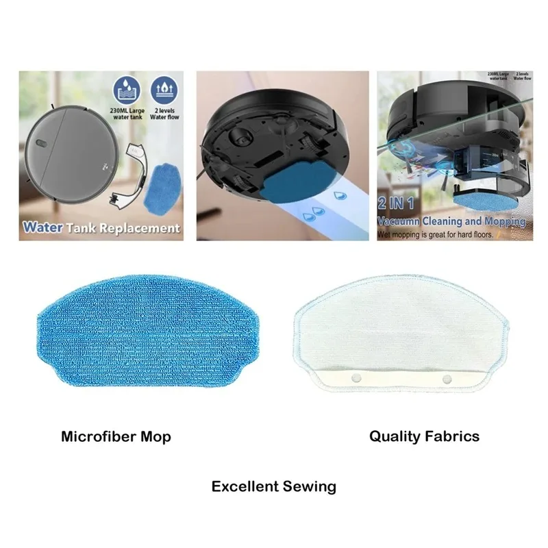 For Teendow BR151 Vacuum Robot Accessories, Side Brush Mop Cloth HEPA Filter Efficient Microfiber Spare Cleaning Replacement