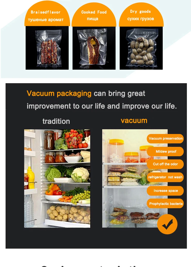 saengQ Kitchen Vacuum Bags for Food Vacuum Sealer Packing Machine Food Storage Bag BPA-Free Kitchen Accessories 100pcs/lot