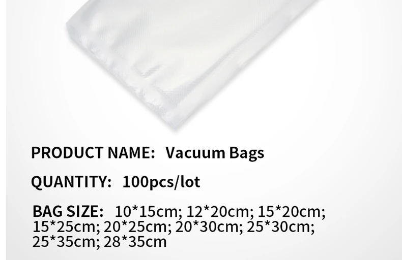 saengQ Kitchen Vacuum Bags for Food Vacuum Sealer Packing Machine Food Storage Bag BPA-Free Kitchen Accessories 100pcs/lot