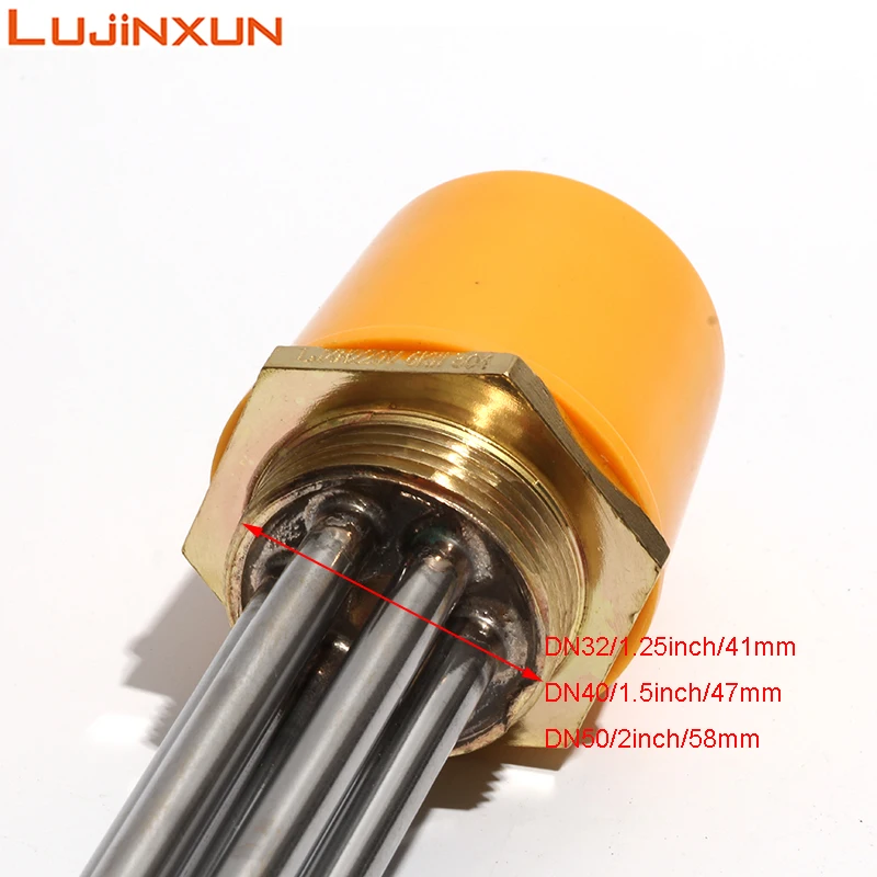 LUJINXUN Electric Immersion Tubular Heating Element Thread DN32 (41mm) DN40(47mm) DN50(58mm) 3-12KW TEN for Boiler/Brewing 1PC