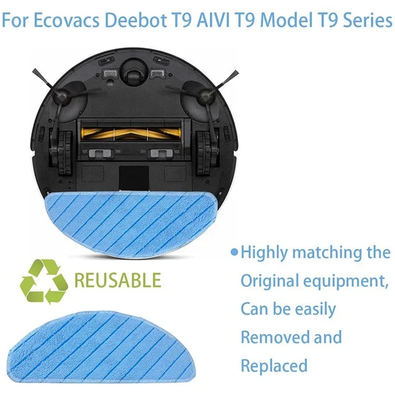 Washable Mop Cloth Pad For Ecovacs Deebot T8 T9 AIVI T9 Model T9 Series Robot Vacuum Cleaner Mop