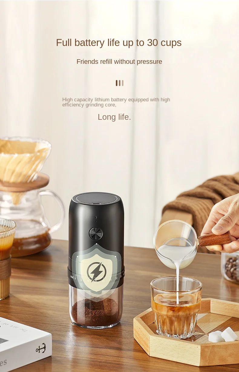 Portable 1800mAh Electric Coffee Bean Grinder 40 Gears External Adjustable Home Rechargeable Grinders Household Coffee Machine