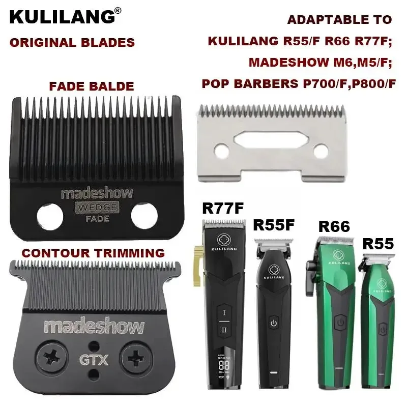 Original Madeshow M5(F) Blade M10 Kulilang R66 R77F G9C Wedge Fade Blades Hair Clipper Ultra Thin Blade Trimmer Replacement