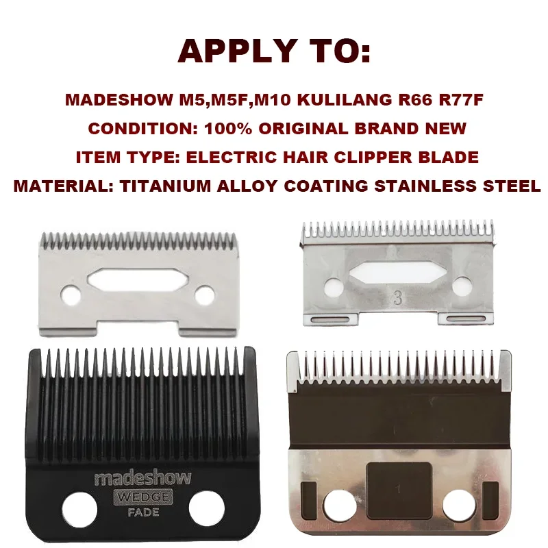 Original Madeshow M5(F) Blade M10 Kulilang R66 R77F G9C Wedge Fade Blades Hair Clipper Ultra Thin Blade Trimmer Replacement