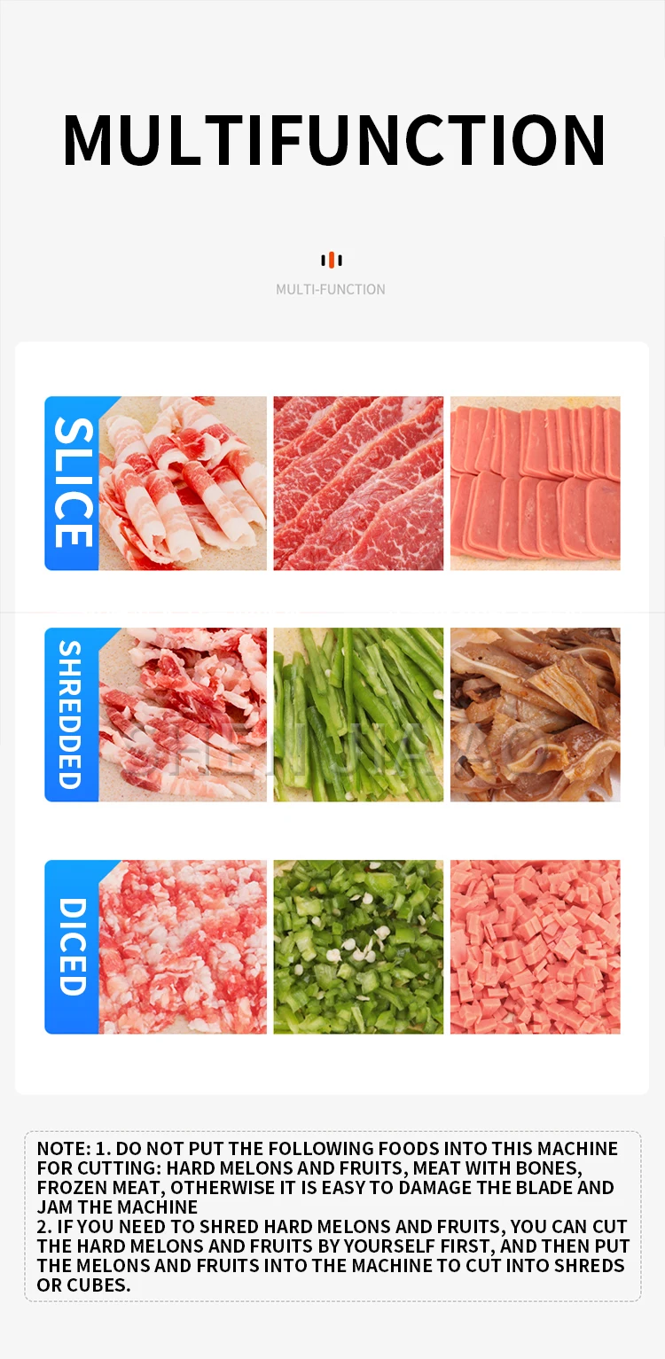 2.5/3.5/5/7/10/15/21MM Electric Meat Slicer Commercial Household Grinder Automatic Fish Cutter Fillet Shredded 150KG/H 850W