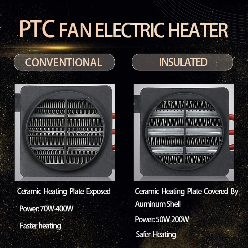 12~220V 50W~400W Incubator PTC Heater With Fan PTC Electric Heating Element 12V 24V 48V 110V 220V Ceramic Thermostatic Heater