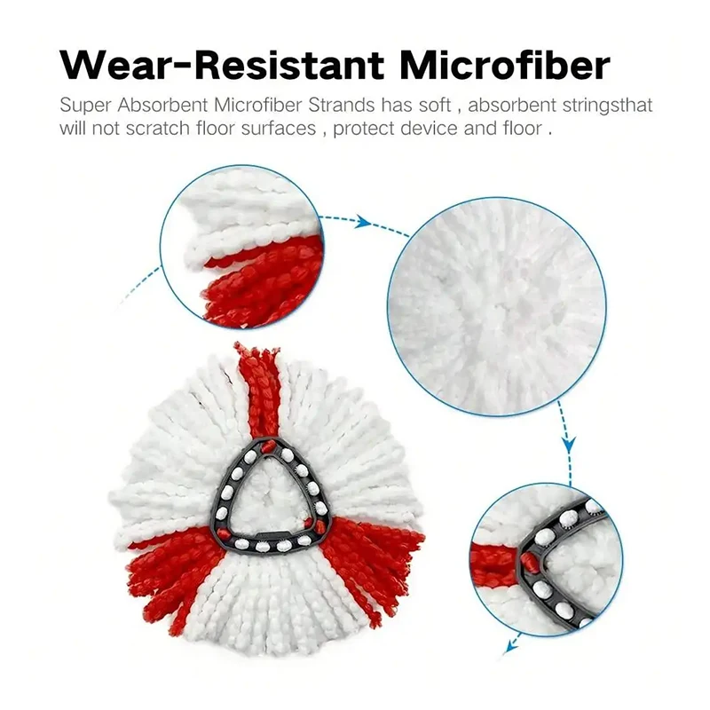 Mop Replacement Head For Vileda O-Cedar EasyWring 1-Tank System Replace Heads Mop Refills Microfiber Mop Head Household Cleaning