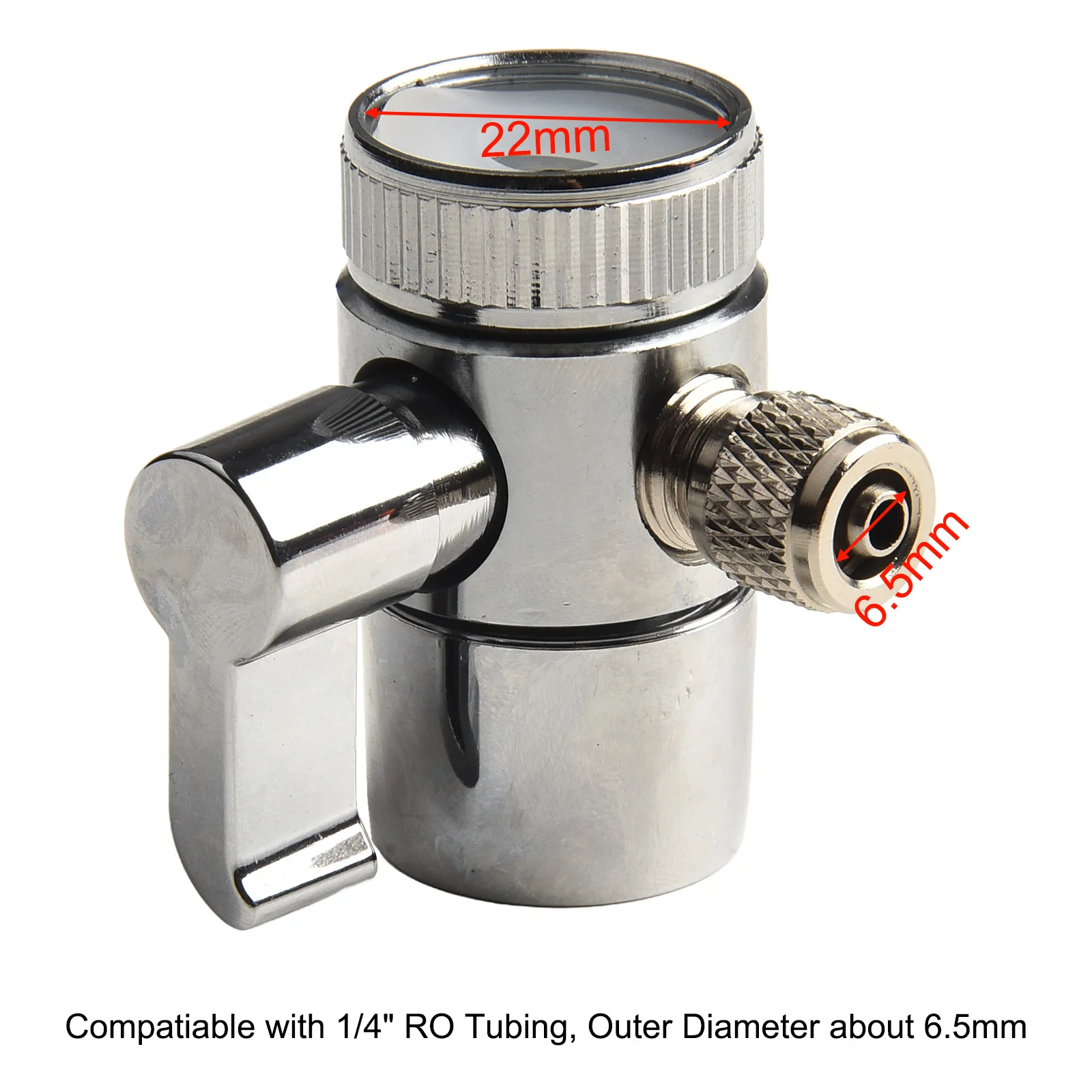 1pc Faucet Diverter Valve M22 Silver Above Counter Water Filter For 1/4" RO Tubing Water System Home Appliance Accessories