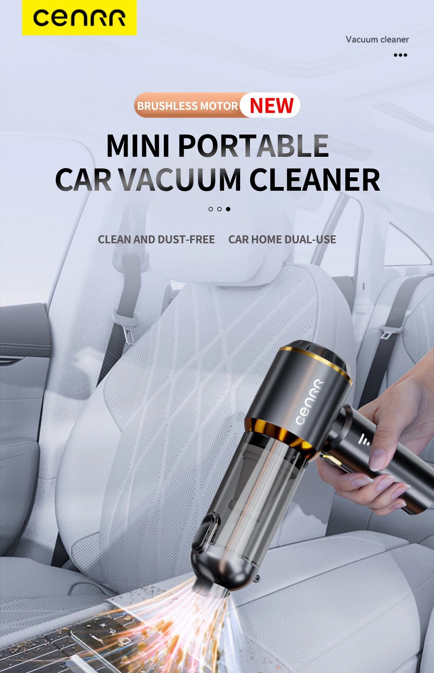 CENRR 998000PA Car Vacuum Cleaner Strong Suction Cordless Wireless Cleaner Handheld Portable Vacuum Cleaner Cleaning Machine