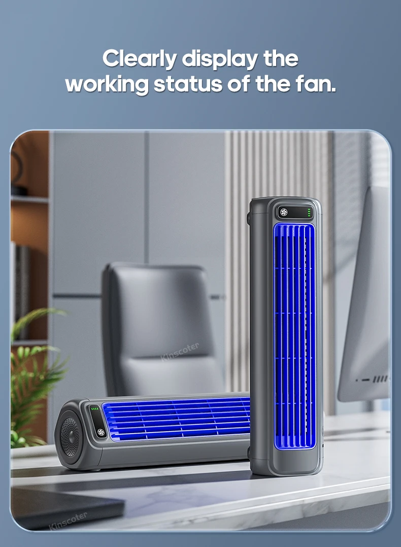 KINSCOTER Desktop Air Conditioner Fan No Drilling 3 Speeds Cooling Rechargeable Wall Mount Fan Silent for Home Kitchen Bathroom