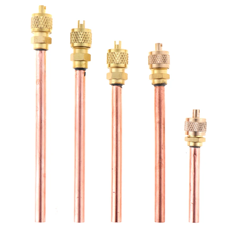5 Pcs Service/Access Valve 1/4" SAE * 1/4" OD * 4" Stem Core AC Refrigerator Air Conditioning Refrigeration Accessories