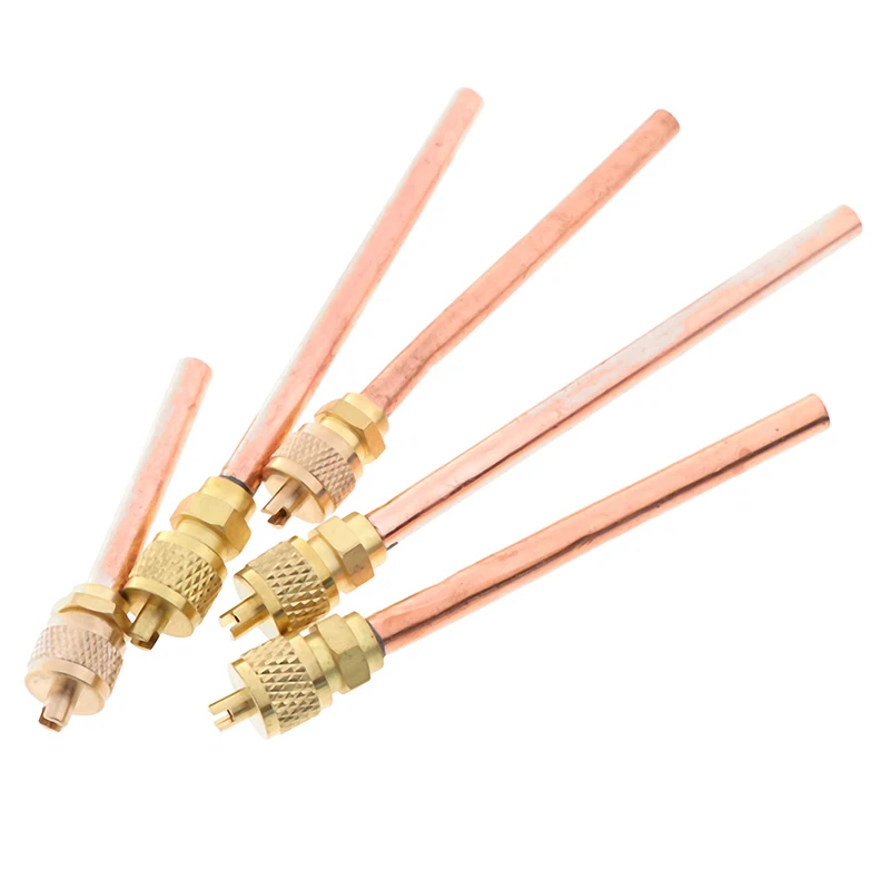 5 Pcs Service/Access Valve 1/4" SAE * 1/4" OD * 4" Stem Core AC Refrigerator Air Conditioning Refrigeration Accessories