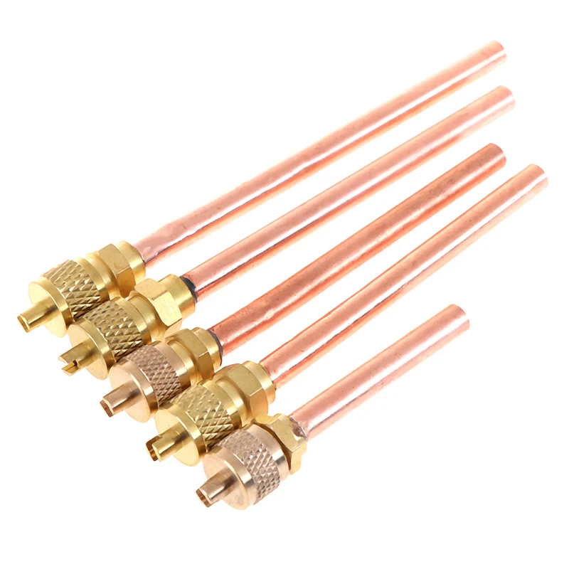 5 Pcs Service/Access Valve 1/4" SAE * 1/4" OD * 4" Stem Core AC Refrigerator Air Conditioning Refrigeration Accessories
