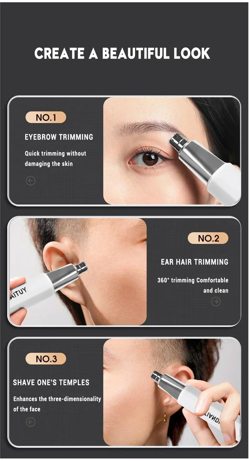 Portable Electric Nose Hair Trimmer USB charging Nose Ears Hair Eyebrow Trimmer for Men Rechargeable Painless set