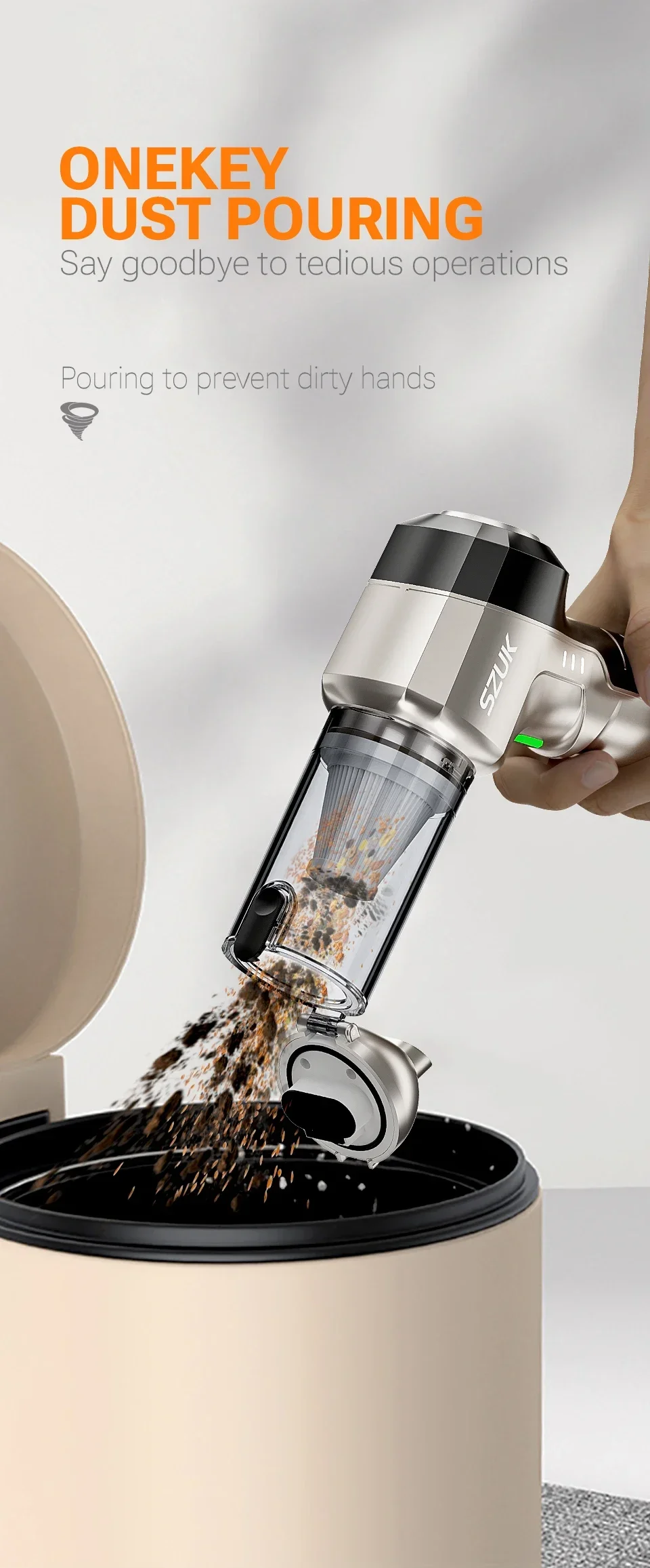 SZUK NEW C017MAX Car Vacuum Cleaner Portable Handheld Mini Vacuum Cleaner Wireless Strong Suction Car Cleaner Cleaning Machine