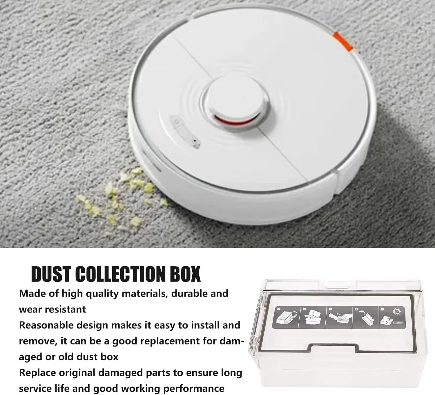 Dust Box For Xiaomi Roborock S7 T7S T7S PLUS S8 S8 Pro Robot Vacuum Cleaner Dust Bin Spare Parts