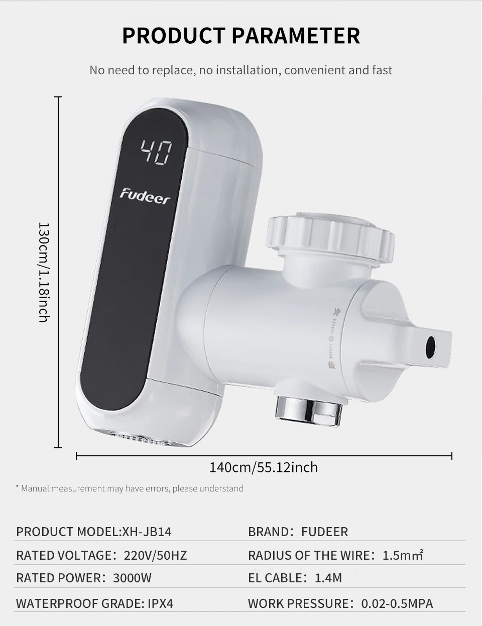 Fudeer Electric Water Heater Kitchen Faucet Conector Instant Hot Water Tap Adapter 220V  Water Heater Bathroom Accessories